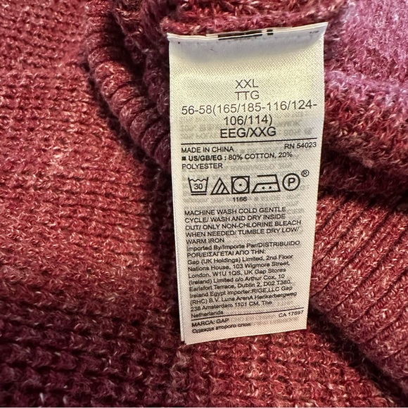 GAP Mens Sz XXL Red Raglan Long Sleeve Waffle Pullover Lumberjack Sweater Shirt - Picture 2 of 8